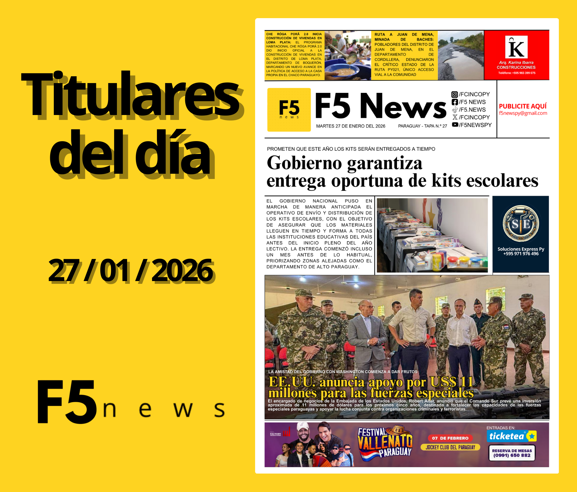 Principales títulos del 27 de enero del 2026.